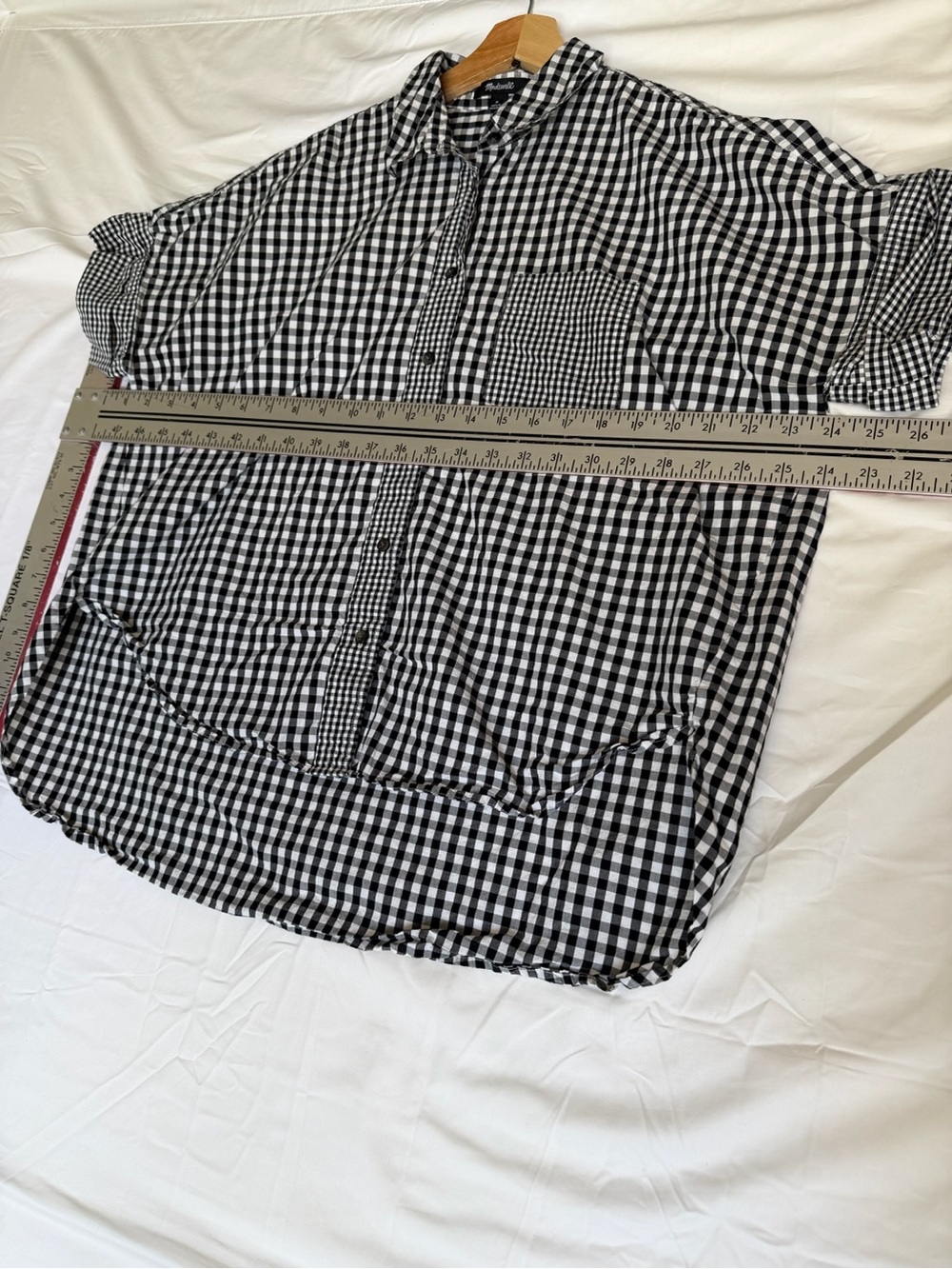 Madewell Black & White Gingham Short-Sleeve Button Front Shirt - Picture 4 of 6
